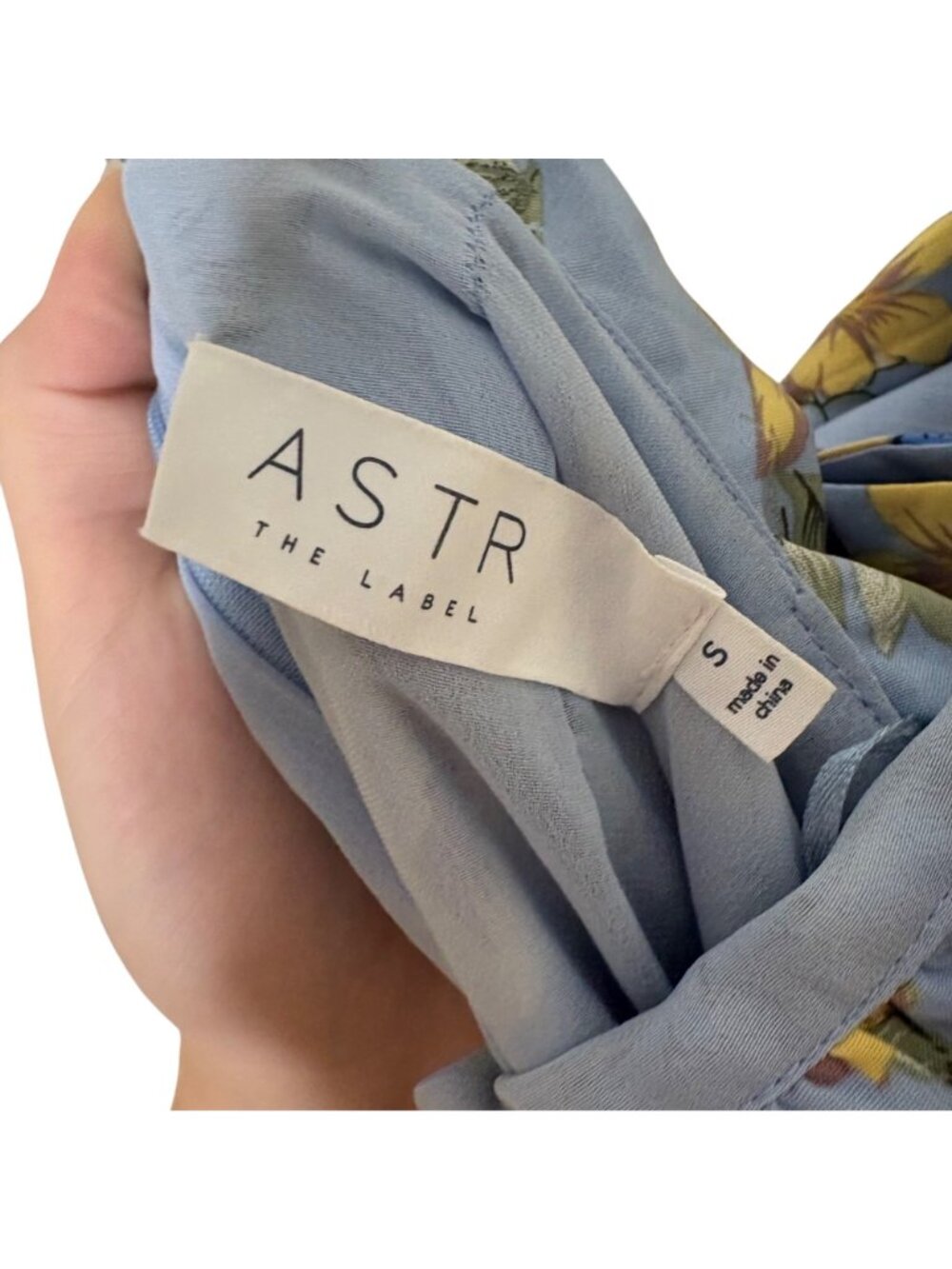 ASTR The Label Dress S Blue Yellow Floral Ruffle Tiered Cutout Bow Cottagecore - Picture 5 of 10